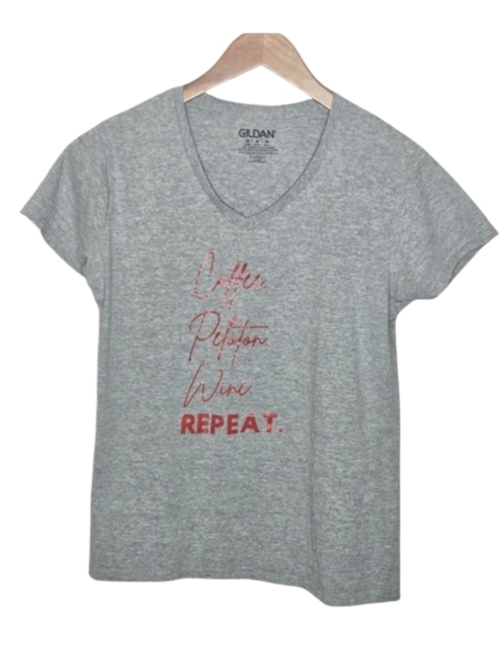 Gildan Coffee Peloton Wine Repeat T-Shirt